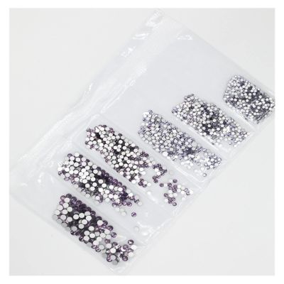 HANRUO 40 Colors Mix Sizes Crystal AB Glass Nail Art Rhinestone Glitter Crystals Strass Nail Art Rhinestone for Nail Art Decorations (Color : Violet)