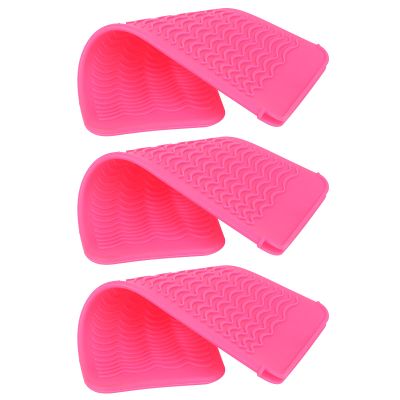 Heat Resistant Silicone Mat Pouch, 3Pcs/Set Silicone Insulation Cover Heat Resistant Pouch Travel Silicone Hair Straightener Mat for Hair Curling Iron ()