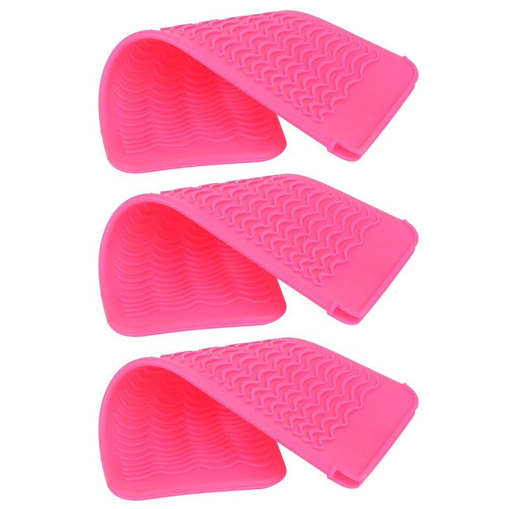 Heat Resistant Silicone Mat Pouch, 3Pcs/Set Silicone Insulation Cover Heat Resistant Pouch Travel Silicone Hair Straightener Mat for Hair Curling Iron ()