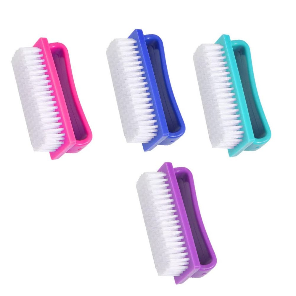 Healifty 4Pcs Handle Grip Nail Brush Fingernail Brush Cleaner Scrubbing Kit Pedicure Tool for Toes Nails Men Women Bathroom Kitchen Random
