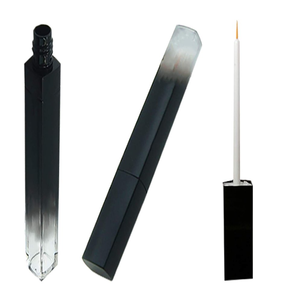 10ml Clear Plastic Eyeliner Vials Container Refillable Disposable Eyeliner Brush Applicator Eyeliner Lash Rapid Growth Container for DIY Eyelash Growth Oil, Eye Gloss Liquid, Black Gradient, 10 Pack