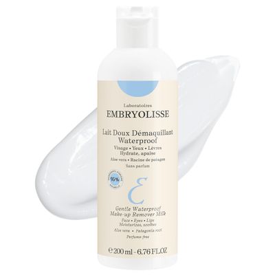 Embryolisse Gentle Waterproof Make-up Remover Milk, 4-in-1 Hydrating Facial Cleanser for Sensitive Skin with Aloe Vera & Shea Butter, 6.76 Fl Oz