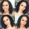 Natural Black Curly Short Bob Brazilian Virgin Hair 13x6 HD Transparent Lace Front Wig Deep Wave Human Hair Wig Baby Hair 150% Density Glueless Pre-Plucked Natural Hairline For Black Women 14 Inch view 2
