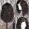 Natural Black Curly Short Bob Brazilian Virgin Hair 13x6 HD Transparent Lace Front Wig Deep Wave Human Hair Wig Baby Hair 150% Density Glueless Pre-Plucked Natural Hairline For Black Women 14 Inch view 3
