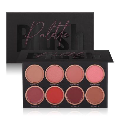 8 Colors Blush Palette, 4 Powder + 4 Cream Blush, Contour and Highlight Blush Palette, Natural Nude Makeup Brighten Skin Tone Portable Makeup Blush, Professional Facial Makeup Blush