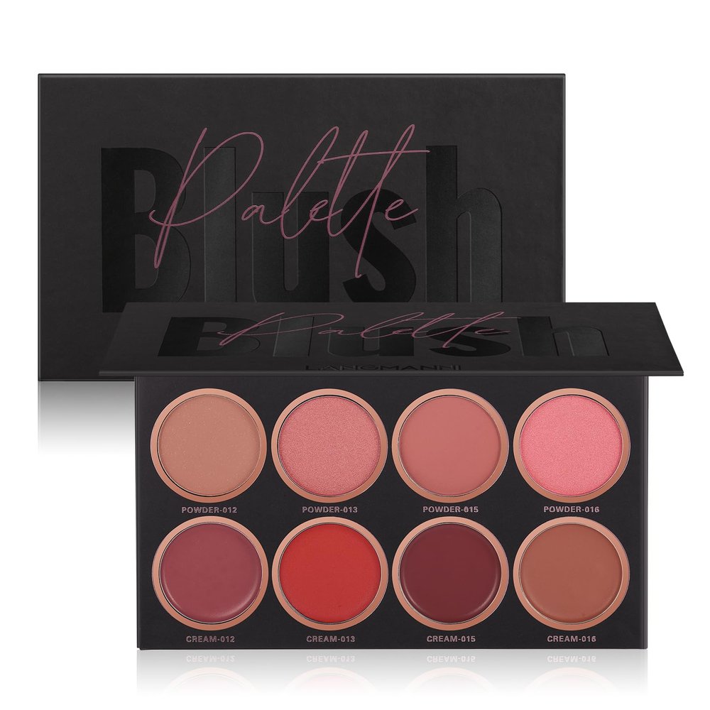 8 Colors Blush Palette, 4 Powder + 4 Cream Blush, Contour and Highlight Blush Palette, Natural Nude Makeup Brighten Skin Tone Portable Makeup Blush, Professional Facial Makeup Blush