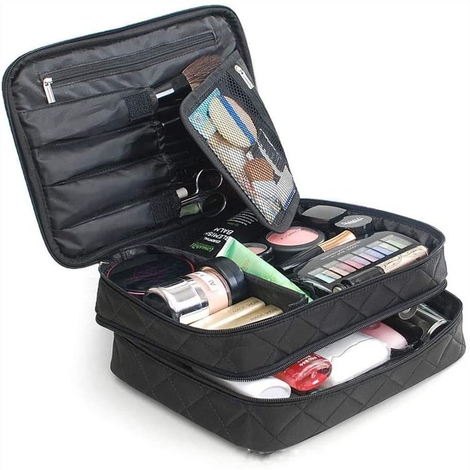 SMSOM Cosmetic Bags, Travel Toiletry Bag, Portable Makeup Organizer, Cosmetic Bag, Travel Cosmetic Case for Travel Toiletries (Color : Black)