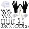 Body Piercing Kit Tongue Eyebrow Nose Jewelry Piercing Rings with Glove Black 47PCS view 1