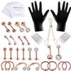 Body Piercing Kit Tongue Eyebrow Nose Jewelry Piercing Rings with Glove Rose Gold 47PCS view 1