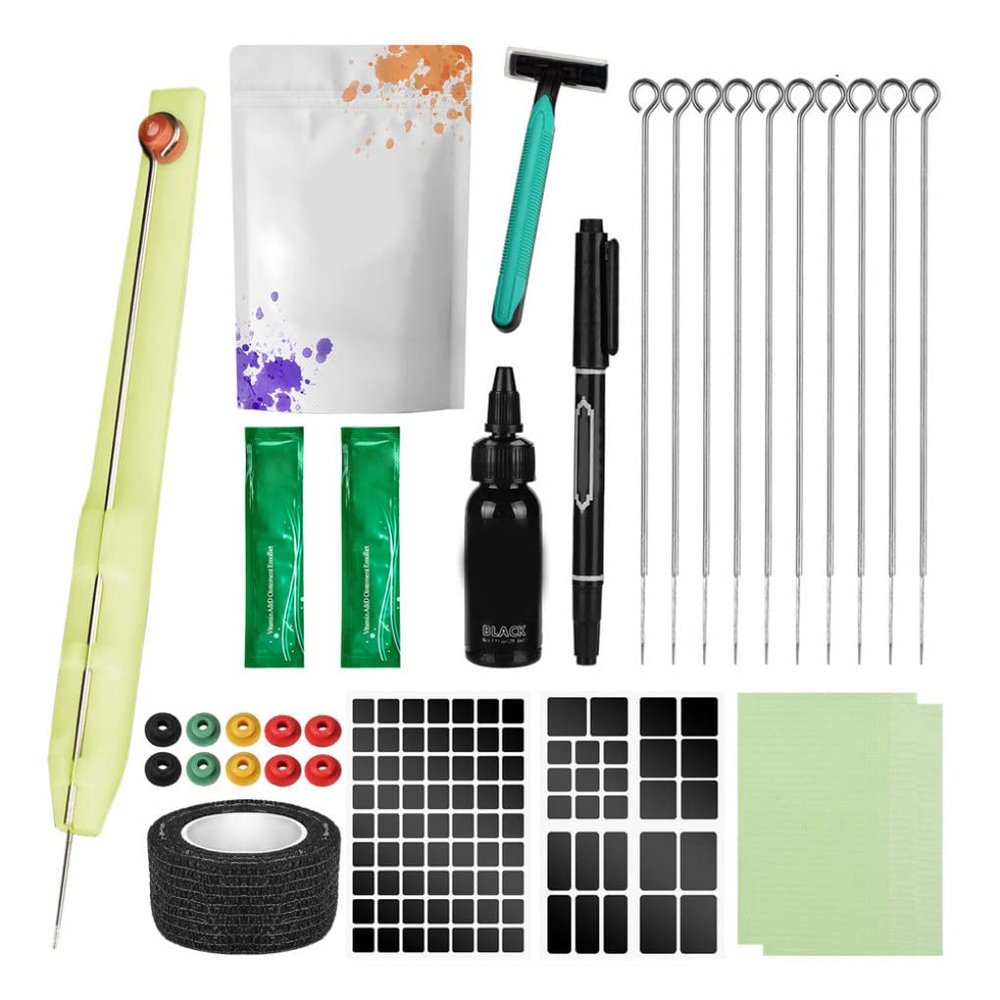 Hand Poke and Stick Tattoo Kit Tattoo Needles Template Sticker Body Artist Supplies 5RL