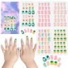 SIUSIO 120 Pcs 5 Pack Children Acrylic Fake Nails Press on Cute Pre-glue Full Cover Glitter Gradient Color Rainbow Short Kids Stick On False Nail Art Kits Set for Kids Little Girls -Colorful Summer view 1