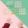 SIUSIO 120 Pcs 5 Pack Children Acrylic Fake Nails Press on Cute Pre-glue Full Cover Glitter Gradient Color Rainbow Short Kids Stick On False Nail Art Kits Set for Kids Little Girls -Colorful Summer view 2