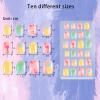 SIUSIO 120 Pcs 5 Pack Children Acrylic Fake Nails Press on Cute Pre-glue Full Cover Glitter Gradient Color Rainbow Short Kids Stick On False Nail Art Kits Set for Kids Little Girls -Colorful Summer view 4