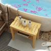 SogesHome Bamboo Shower Bench with Shelf Shower Stool Bathroom Stool with Storage Bamboo Seat with Foot, Water Proof, Natrual view 4
