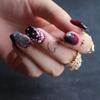 MqpQ Short Ballet Burgundy Ombre False Nails Crystal Press On Nails Short Fake Nails Coffin Black Gradient Caviar view 2