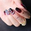 MqpQ Short Ballet Burgundy Ombre False Nails Crystal Press On Nails Short Fake Nails Coffin Black Gradient Caviar view 3