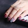MqpQ Short Ballet Burgundy Ombre False Nails Crystal Press On Nails Short Fake Nails Coffin Black Gradient Caviar view 4