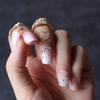 MqpQ Luxury Ombre Pink Press On Nails Short Square With Rhinestones Colorful Caviar Nude Fake Nails 24pc Glossy Full Cover False Nails For Women And Girls view 4
