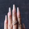 MqpQ Extra Long Coffin Artificial Fake Nails Baby Boomber Ombre Nude Press On Nails Holo Rhinestone False Nails Glossy Gel Full Cover view 2