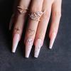 MqpQ Extra Long Coffin Artificial Fake Nails Baby Boomber Ombre Nude Press On Nails Holo Rhinestone False Nails Glossy Gel Full Cover view 4