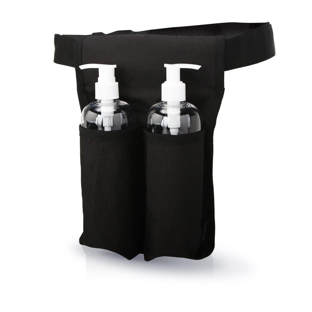 LANLAOER Massage Oil Holster Lotion Holster Premium Massage Bottle Bag Massage Waist Oil Case for 2 Bottles(Bag Only)(Two Bottle,Black)