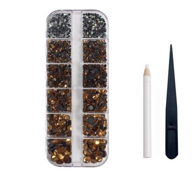 Nail Stickers Rhinestone Box Set, Flat Back Crystal Stones For Diy, Clothes, Shoe Bag,Lt Col Topaz