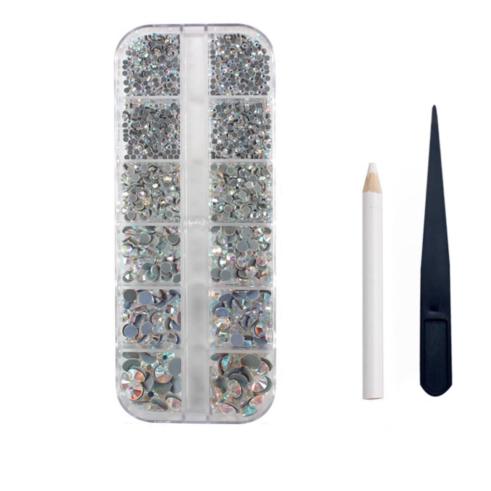 Nail Accessories Rhinestone Box Set, Flat Back Crystal Stones For Diy, Clothes, Shoe Bag,Away