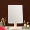 Makeup Mirror Lighted Home Removable Large LED Vanity Mirror, Dressing Table Desktop Cosmetic Mirror with Storage Base, Stepless Dimming (Color : White, Size : 24 * 37cm) view 2