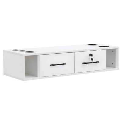 BarberPub Wall Mount Station with Drawers Styling Cabinet Open Storage Beauty Salon Spa Equipment 2502 (White)