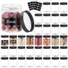 36PCS 8OZ Plastic Jars with Screw On Lids,Labels Refillable Empty Round Slime Containers for Storing Dry Food, Honey Jam, Cream, Butter, Lotion (Black) view 1