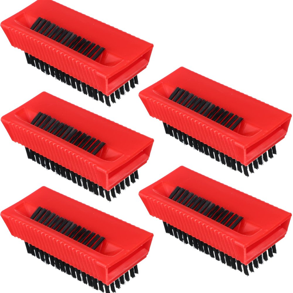 Boao 5 Pcs Hand Scrub Brushes for Nail Cleaning Fingernail Brush Soft Non Disposable Scrub Brush Plastic Hands Nail Cleaning Brushes for Men Women Kids (Red and Black)