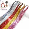 Hair Tinsel Kit with Tools and Instruction Easy to Use 5 Colors 1000 Strands 47 Inches Glitter Tinsel Hair Extensions for Women and Girls, Sparkling Shinny Fairy Hair Accessories for Christmas New Year Halloween Cosplay Party view 1