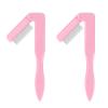 G2PLUS 2PCS Folding Eyelash Comb, Eyelash Separator Tool, Pink Eyebrow Comb Metal Teeth, Eyelash Brush Tool for Lash & Brow view 1