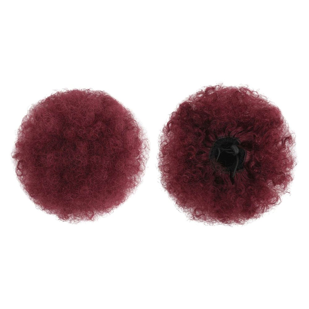 Fujiunia Hair Extension for Black Women Afro Puff Drawstring Short Ponytail Synthetic Curly Bun Maker