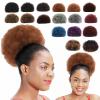 Fujiunia Hair Extension for Black Women Afro Puff Drawstring Short Ponytail Synthetic Curly Bun Maker view 2