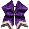 Purple Black Silver Glitter Cheer Bow with Pony Attachment view 1