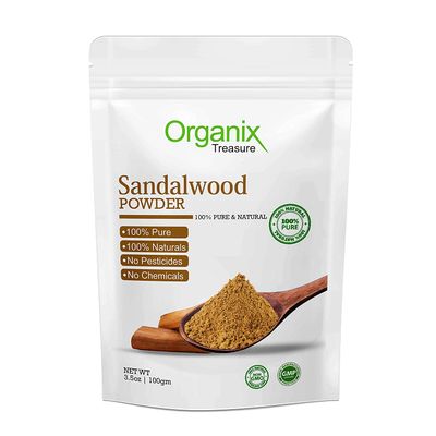 Admart Organix Treasure Pure and Natural Sandalwood Powder for Face Masks, Facials and Skin Care, (100gm)