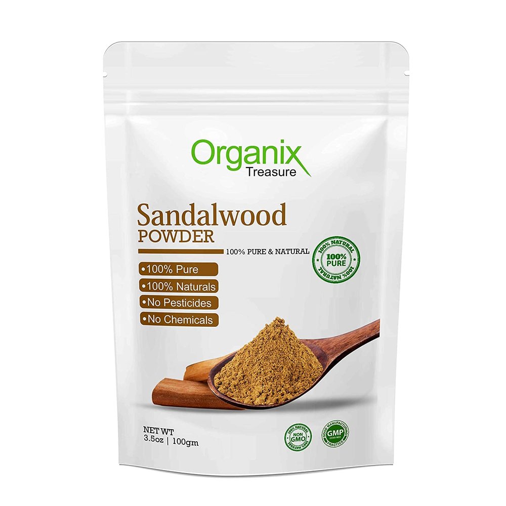 Admart Organix Treasure Pure and Natural Sandalwood Powder for Face Masks, Facials and Skin Care, (100gm)