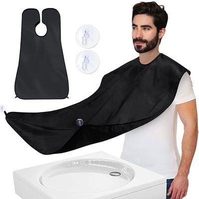 Beard Bib Beard Apron Stocking Stuffers for Men Gifts for Men Dad Fathers Day Anniversary Valentines Day Gifts, Christmas Gifts for Him Boyfriend Husband Son Beard Trimming Catcher Bib (Black)