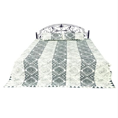 Exotic India Pure Cotton Block Print Bedsheet from Jaipur - Pure Cotton - Color Sedona Sage