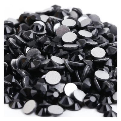 HANRUO Black Glass 3D Nail Art Rhinestones Ss3 Ss4 Ss5 Ss6 Ss8 Ss10 Ss12 Ss16 Ss20 Ss30 Ss34 Crystal Nail Art Rhinestones (Size : SS5 1440pcs)