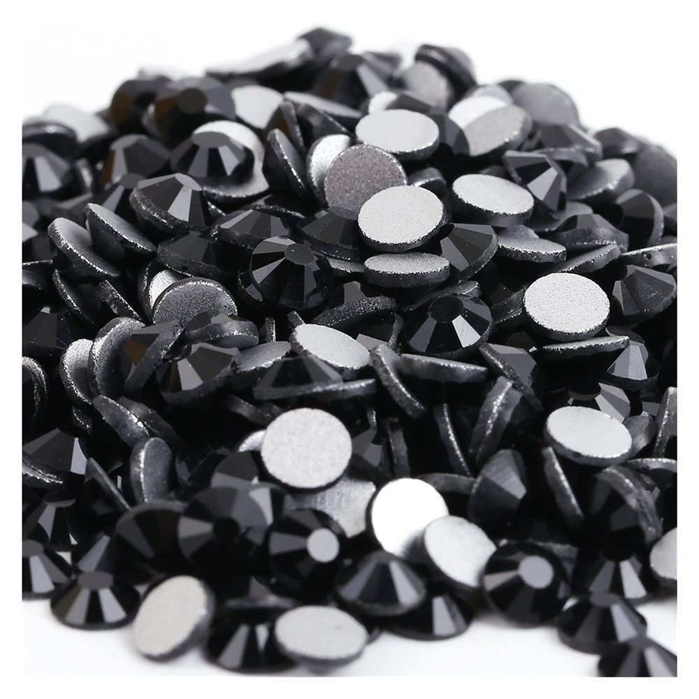 HANRUO Black Glass 3D Nail Art Rhinestones Ss3 Ss4 Ss5 Ss6 Ss8 Ss10 Ss12 Ss16 Ss20 Ss30 Ss34 Crystal Nail Art Rhinestones (Size : SS5 1440pcs)