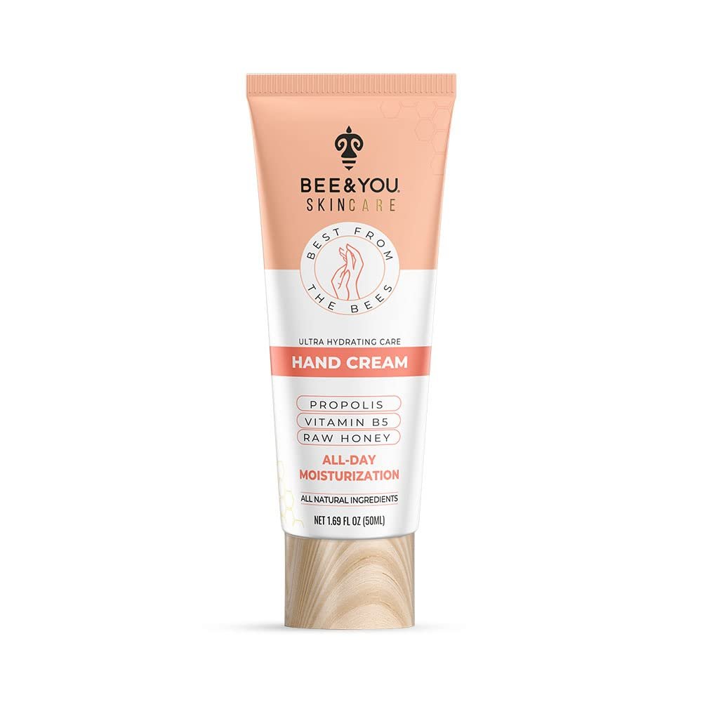 BEE and YOU 100% Natural, Ultra Hydrating Hand Cream for Dry Cracked Hands, Moisturizer, Extra Protection with Shea Butter, Vitamin B5, Raw Honey and Propolis Extract, 1.69 fl oz