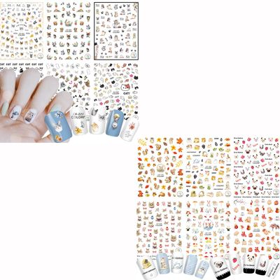 6 Sheets Cat Nail Stickers and 6 Sheets Animal Nail Stickers