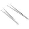 EVTSCAN 2Pcs Tweezers Eyelash Extension Straight Curved Anti-Static Matte Stainless Steel Supplies view 3
