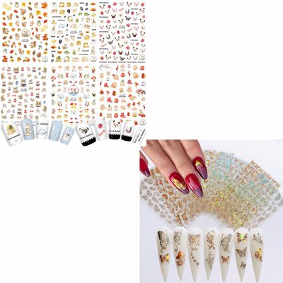 6 Sheets Animal Nail Stickers and 8 Sheets Butterfly Nail Stickers