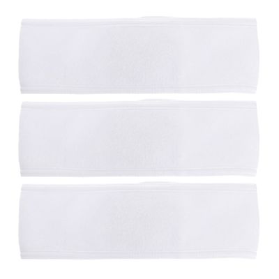 KALLORY 3pcs Self-adhesive Spa Makeup Headband Soft Yoga and Shower Hairbands for Face Washing Travel and Sports White