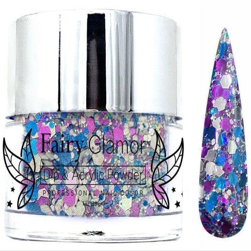 Fairy Glamor Blue Glitter Dip and Acrylic Nail Powder, Shining Knight 1oz