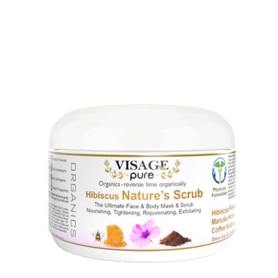 Visage Pure Hibiscus Nature's Scrub - The Ultimate Natural Face and Body Mask and Scrub. Nourishing, Tightening, Rejuvenating, and Exfoliating - Organic - Physician Formulated - Research Supported