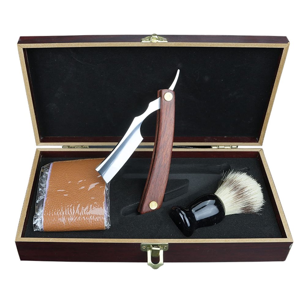 Straight Razor Kit - Best Straight Razor, Shave Ready Straight Edge Razor, Strop + Brush, Straight Razor for Men, Complete Straight Razor Shaving Kit, Great Gift